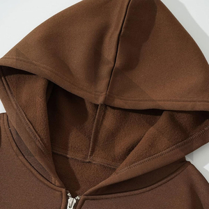 Vente en gros Top court décontracté à manches longues de haute qualité pour femmes, sweats à capuche respirants avec logo avant et fermeture éclair pour la saison d'hiver - Product Image 2