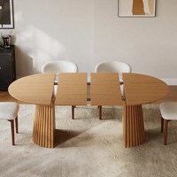 Ensemble table et chaises de salle à manger extensible et pliable en bois, style nordique moderne, rond et ovale, gain de place, pour appartement