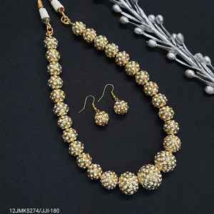 Gold Tone Jadau <b>Pearl</b> Fine Jewelry Set Elegant <b>Necklace</b> <b>and</b> <b>Earrings</b> Combo - Product Image 2