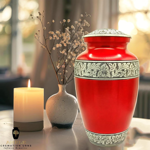 โกศเคลือบอลูมิเนียมที่ระลึกเถ้ากระดูกสีแดงเคลือบพรีเมียมมีน่า (ใหญ่10.5 ") ไม่รั่วซึมส่วยที่สง่างาม - Product Image 6