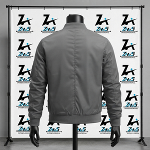 Men's Solid Color Bomber <b>Canvas</b> <b>Jacket</b> Turn-down Collar Zipper Closure Windproof Casual Autumn Wear Regular Fit <b>Canvas</b> <b>Jacket</b> - Product Image 2