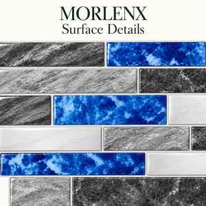 MORLENX - Adhesivos Decorativos 3D con Aspecto de Mármol Azul Cobalto Gris, Azulejos Autoadhesivos para Decoración de Paredes de Cocina - Product Image 3