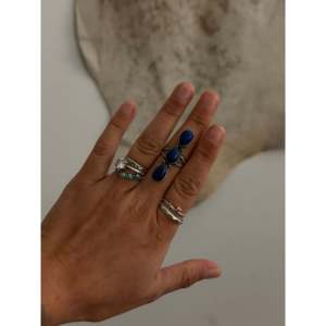 Dave Skeets Lapis Sterling <b>Silver</b> <b>Ring</b> Size 7.5 HipHop Style Rose Gold Gold Rhodium Plating Bezel Setting 'Number' Shape - Product Image 2