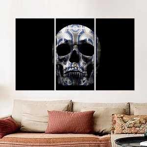 ภาพพิมพ์บนผ้าใบสำหรับตกแต่ง: ลายกะโหลกแบบนามธรรมพร้อมลวดลายประณีต,3P: ห่อหุ้มอย่างดี - Product Image 1