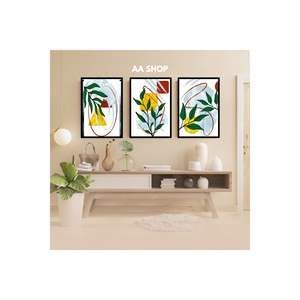 Ensemble de table 3 pièces en MDF avec impression de qualité Design de feuille de fleur Cadre résistant à la décoloration pour les arts muraux Satisfaction garantie à 100% - Product Image 2