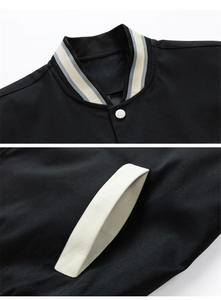 Chaqueta de béisbol universitaria bordada Vintage de otoño con diseño personalizado para hombre, chaqueta de gran tamaño con cremallera completa de estilo universitario - Product Image 6