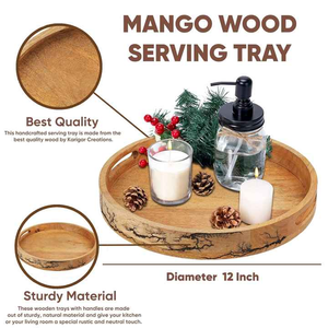 Plateau en bois élégant et robuste pour le Ramadan, parfait pour les tables basses, les repas et la maison avec un design moderne et élégant - Product Image 4