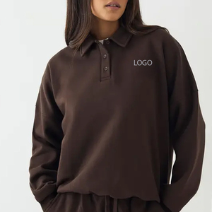 Sweat-shirt pour femmes avec col rabattu et logo personnalisable / Manches longues avec un tissu de haute qualité et confortable - Product Image 1