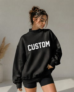 Suéter Holgado de Cuello Alto para Mujer, Personalizado, de Manga Larga, de Algodón, Estilo Minimalista, Informal, Venta al Por Mayor de Fábrica - Product Image 1