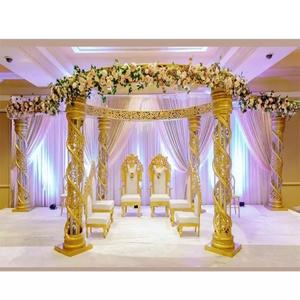 Magnifique mariage en cristal doré Mandap Setup USA Royal Wedding Maharani Mandap Decor Meilleur prix FRP Crystal Wedding Mandap - Product Image 1
