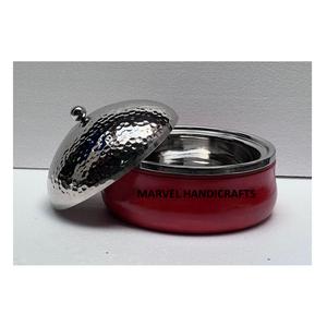 Casseroles de service en métal indien, bois, acier inoxydable, chauffe-aliments, marmite de service artisanal, ensembles d'ustensiles de cuisine du golfe - Product Image 2