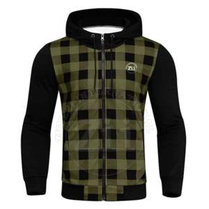 Sweats à capuche vintage décontractés à carreaux en flanelle de créateur pour hommes, chemises à manches longues et col boutonné pour hommes avec fermeture éclair sur le devant - Product Image 1