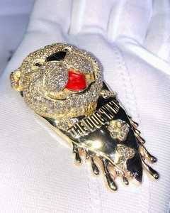 Pendentif Tête de Chien Hip Hop Unique Plaqué Or Lourd 18K Or Jaune Moissanite Collier Breloques Fines Cadeaux - Product Image 1