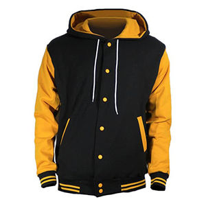 Blouson de baseball Varsity Letterman pour hommes, style universitaire, avec col montant et manches en cuir et corps en laine - Product Image 3
