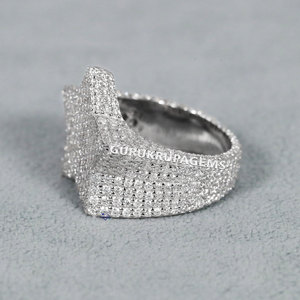 Anillo de Hip Hop para Hombre de Oro Blanco de 14 Quilates con Diamantes Cultivados en Laboratorio, Claridad VVS, Fiesta, 6.30 TCW - Product Image 3