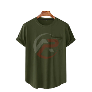 Camiseta con estampado de diseños personalizados de algodón/poliéster para hombre de alta calidad Camiseta con dobladillo curvo Camiseta de corte regular - Product Image 1