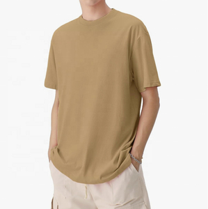 เสื้อยืดสำหรับผู้ชายผ้าฝ้ายเสื้อยืดคอกลมแขนสั้นสำหรับทุกเพศเสื้อตัวหลวมสีพื้นเสื้อยืดสำหรับนักกีฬา - Product Image 4