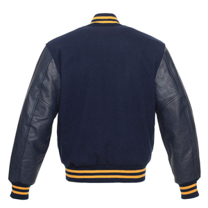 Blouson d'hiver unisexe en laine à manches en cuir véritable pour hommes, inspiré de l'université universitaire - Product Image 6