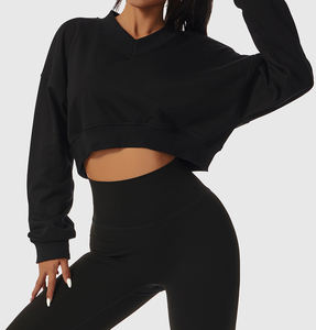 Suéteres cortos personalizados de nuevo diseño, suéter recortado liso para mujer, camisas, sudaderas con capucha, Top corto, sudaderas de cuello redondo para mujer - Product Image 1