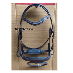 Harnais en cuir de cheval de saut anatomique avec muserolle cousue fantaisie et rembourrage modifiable équipement de cheval en polaire vente en gros - Product Image 2