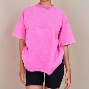 เสื้อยืดซักแบบวินเทจของผู้หญิงเสื้อยืดซักแบบหลวมผ้าเป็นกรดซักแบบเป็นมิตรต่อสิ่งแวดล้อม - Product Image 1