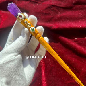 Gran venta de la mejor calidad, Varita de cristal de madera hecha a mano, Varita mágica de punto de amatista Natural para regalos, artesanías, piedra tallada - Product Image 1