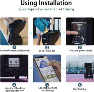 Nouvelle machine à balles de tennis PT-SAMRT-Professional avec contrôle par application - Capacité de plus de 100 balles - 12 modes d'entraînement - Autonomie de la batterie de 4 à 6 heures - Product Image 3
