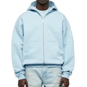 Sweat à capuche vintage surdimensionné en coton lourd personnalisé OEM avec fermeture éclair et faible MOQ - Product Image 1