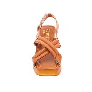 FR4907 Sandale en satin moutarde à talon compensé, bout ouvert, élégant et sexy pour les fêtes, design à feuilles persistantes pour l'été, vêtements d'extérieur. - Product Image 1