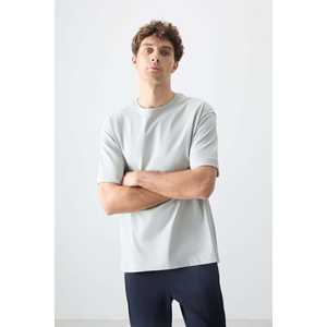 T-shirt basique pour homme 100% coton, couleur pierre, tissu jersey épais et doux, coupe ample - 88353 - Product Image 4