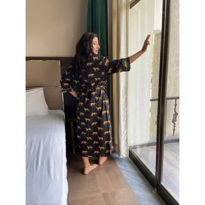 Robe Kimono Légère en Coton Imprimé Tigre pour l'Été, Peignoir Familial Taille Unique, Vêtement d'Intérieur, Imprimé Léopard Tissé pour Demoiselle d'Honneur - Product Image 2