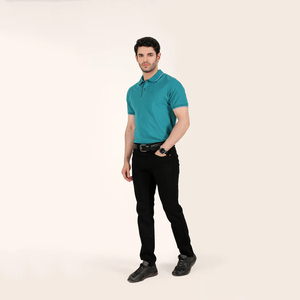 Camiseta Deportiva WAGSAM para Hombre, de Color Sólido, Manga Corta, Transpirable, Tejida en Poliéster/Algodón, Estilo Casual, Verde Azulado - Product Image 5