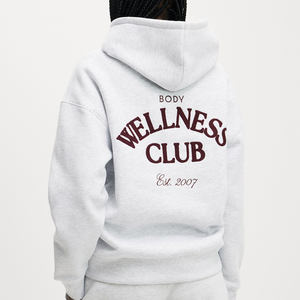 100% algodón nublado gris gota hombro mujer Oversize gráfico Sudadera con capucha antiarrugas y transpirable sudaderas con capucha mujer Zip Up Hoodie - Product Image 1