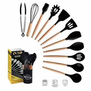 Spatule habituelle cuillère en bois et résine fabriquée meilleure spatule avec et support ustensiles de cuisine pour le meilleur - Product Image 3