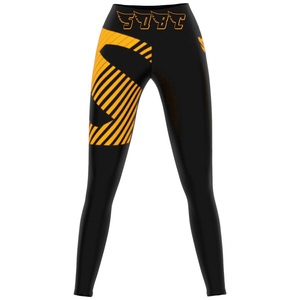 Leggings de yoga taille haute longueur intégrale avec imprimé géométrique rouge et noir en Spandex et Polyester, extensibles dans les quatre sens - Product Image 5