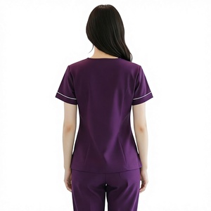 Ensemble de blouses médicales unisexes personnalisées OEM, col en V, légères, 100% coton satiné, uniforme de soins de santé - Product Image 3