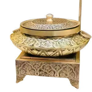 Plato de frotamiento de color dorado con un calentador de alimentos Hotel Buffet Plato de frotamiento Buffet elegante Frotamiento - Product Image 5