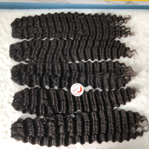 ราคาโรงงานคู่วาดผม Remy Weft 100% มนุษย์ผมบริสุทธิ์ลึกหยักเนียนเรียบผมสีดำธรรมชาติ - Product Image 1