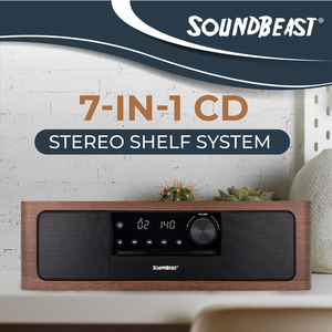 SoundBeast <b>Stereo</b> Shelf <b>System</b> CD Player, Bluetooth, FM Radio, USB Playback, Aux in, Optical in, Alarm Clock, & Remote Control - Product Image 2