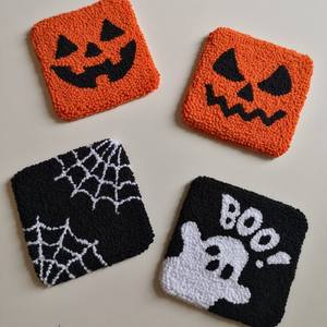 Halloween Design Handcraft <b>Beaded</b> Embroidery 4 Set <b>Coaster</b> Unique Cuteness Stylish And Fancy Premium elegant <b>coaster</b> design - Product Image 1