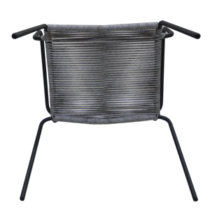 Artex Dong Thap Modern Patio Steel Chair with Black Powder Coated <b>Frame</b> Handwoven <b>Grey</b> Rope and U Shape Base - Product Image 6
