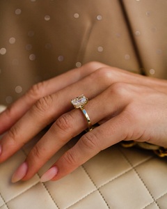 10x7mm Radiant Cut Moissanite <b>Solitaire</b> Engagement <b>Ring</b> in Classic Four Prong Gold Setting | Bridal Wedding Jewelry - Product Image 4