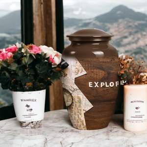 Urna única de explorador mundial para cenizas de adultos, urnas de cremación femeninas y masculinas para cenizas humanas, mujeres y hombres, urna funeraria de tamaño personalizado - Product Image 3