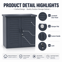 Armoire de rangement extérieure verticale de haute qualité avec étagères réglables, armoire de rangement d'outils en métal pour cour