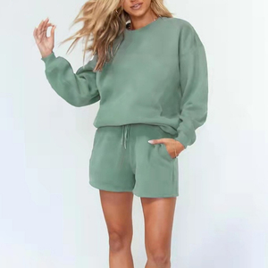 Conjunto de suéter informal de punto de color sólido de alta calidad para otoño e invierno, 100 % poliéster, antipilling, de manga larga para mujer - Product Image 5