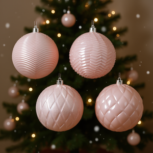 Boule de Noël Kaemingk 1 pièce, rose blush, plastique, assortie, 10 cm, ornement pour décorations festives - Product Image 3