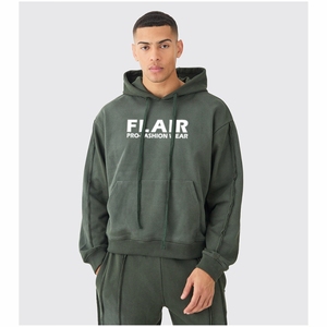 Pull à capuche surdimensionné pour homme Qualité supérieure Conception d'épaule tombante 100% Coton Brodé Perlé Techniques Haute Hiver - Product Image 3