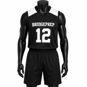 Conjunto de Uniforme de Baloncesto Negro Personalizado, Camiseta y Pantalones Cortos de Baloncesto Transpirables Sublimados para Hombre, Ropa de Equipo - Product Image 1