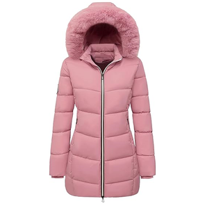 Trendy Cute Pink <b>Winter</b> Jackets <b>for</b> <b>Women</b> Casual Style Puffer <b>Coat</b> <b>with</b> Embroidered & Washed Techniques Warm <b>for</b> Summer - Product Image 3