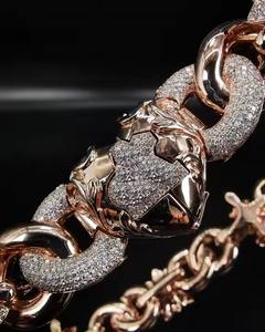 <b>Fine</b> Jewelry 18mm Cuban Link <b>Chain</b> Necklace 925 Sterling Gold VVS Moissanite Diamond Trendy for Men Rhodium for Gift Wholesale - Product Image 5